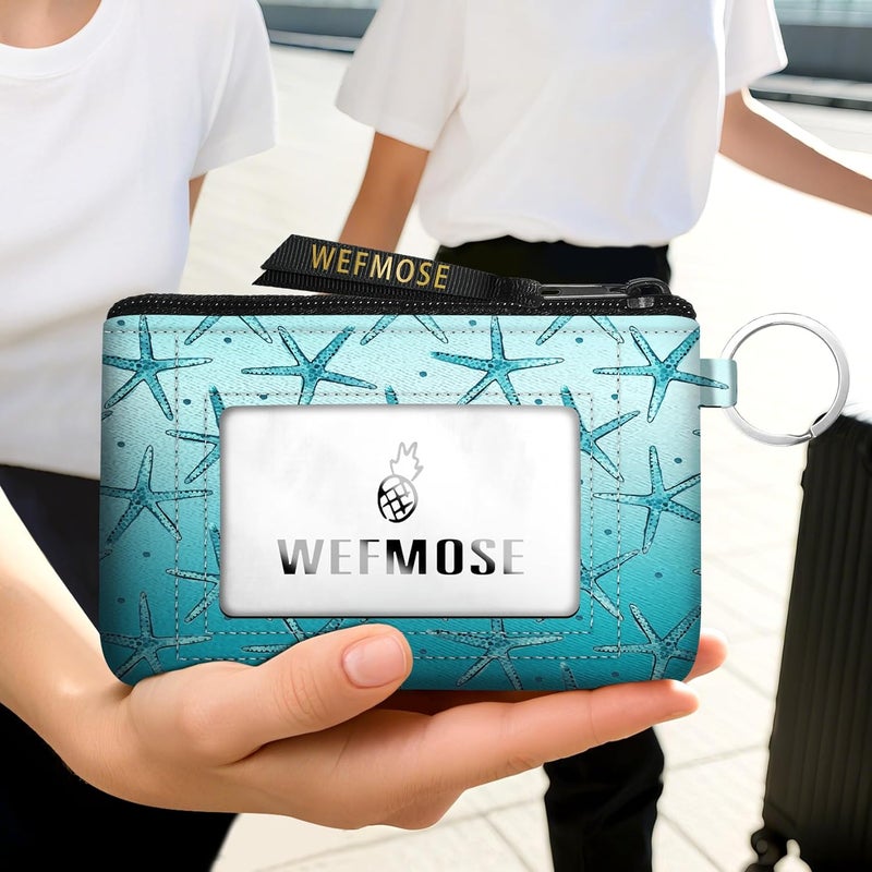 WEFMOSE Small Wallet Keychain with Clear ID Window Zipper Cute ID Case Coin Purse for Women Water Resistant Coin Pouch-Starfish Keychain Wallet - Image 5